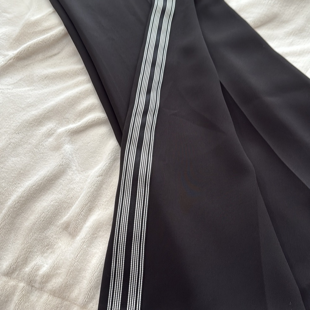 Karl Lagerfeld Black Women's Pants with White Stripes, Size 14, Inseam 31”